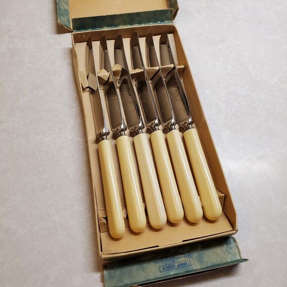 Jernbolaget Eskilstuna Beige Handle Rostfri Dessert Knives Set Of Six (6) - Picture 8 of 12